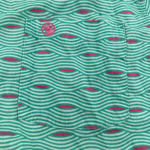 Southern Proper Mens Green & Pink Patterned Button-Down Shirt XXL Short Sleeve - Picture 2 of 6